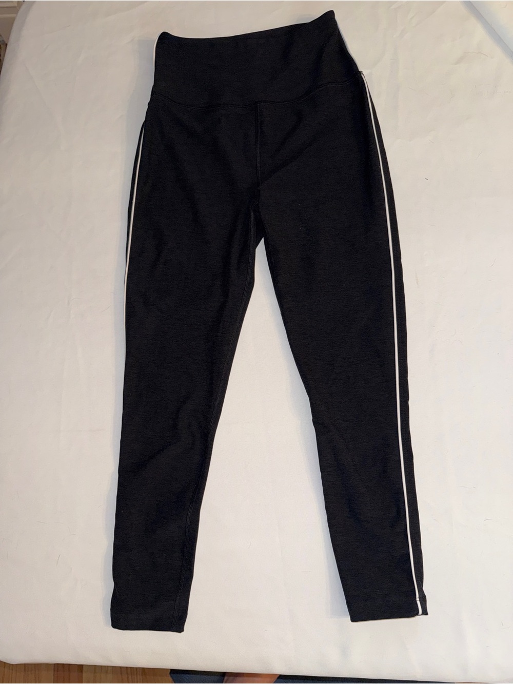 Beyond Yoga Black High-Waist Leggings with White Side Stripe